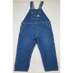Carhartt Bib Overalls Loose Fit  Men's 48x28 Blue Denim 104672 DST OR4672-M